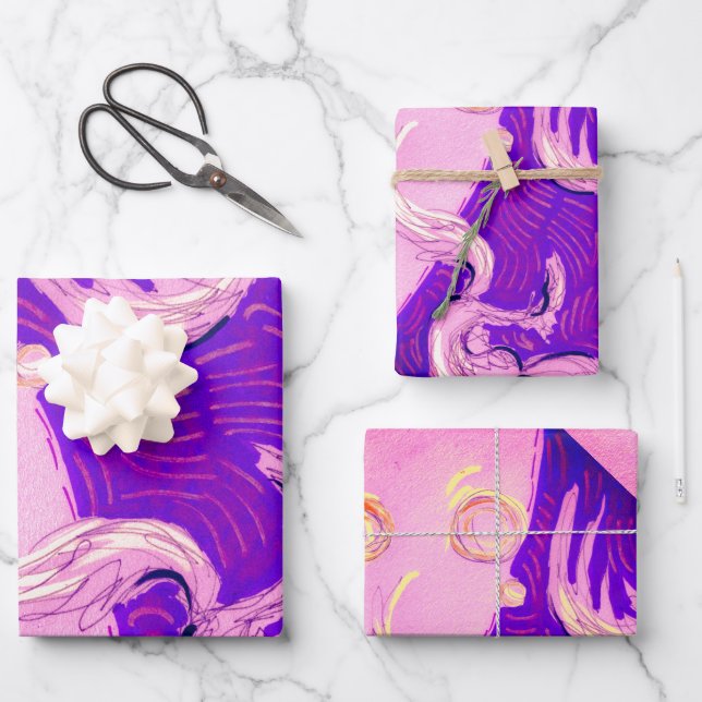 Feuille De Papier Cadeau Deux Dragons, Trois Soleils (Recto)