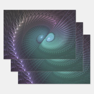 Feuille De Papier Cadeau Deux spirales colorées art fractal abstrait modern