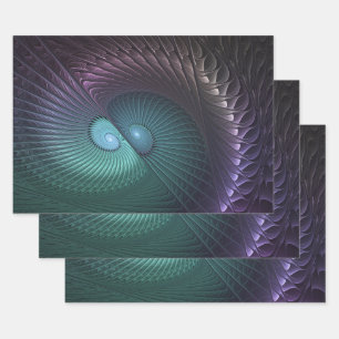 Feuille De Papier Cadeau Deux spirales colorées art fractal abstrait modern