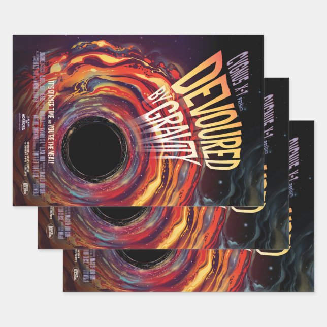 Feuille De Papier Cadeau Dévasté Par Gravité Halloween Trou Horreur Noir (Lot)