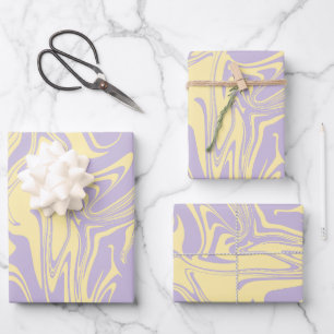 Feuille De Papier Cadeau Déversement - Pastel Jaune et Violet