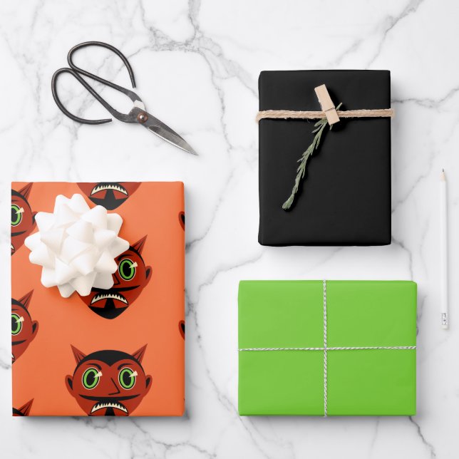 Feuille De Papier Cadeau Diable vintage (Recto)