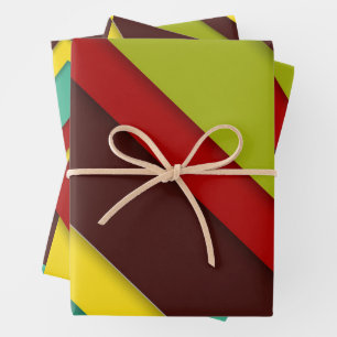 Feuille De Papier Cadeau Diagonales multicolores