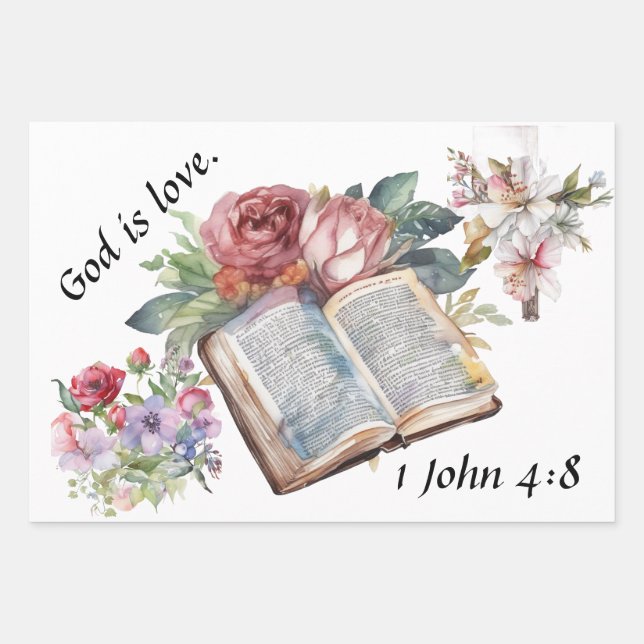 Feuille De Papier Cadeau Dieu est amour - Conception réconfortante (Devant)