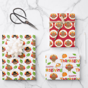 Feuille De Papier Cadeau Dinde de Thanksgiving
