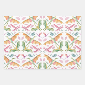 Feuille De Papier Cadeau Dinosaur Wrapping Paper Flat Sheet Set of 3