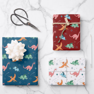Feuille De Papier Cadeau Dinosaure de l'espace extra-atmosphérique Noël
