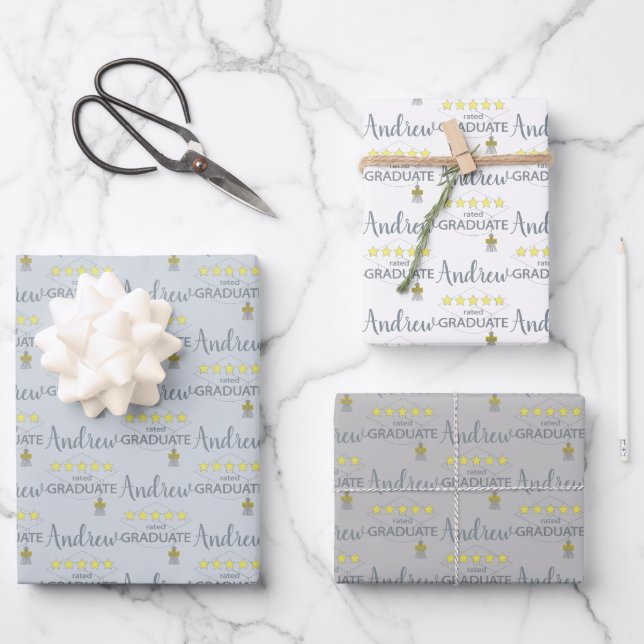 Feuille De Papier Cadeau Diplômé 5 étoiles (Recto)