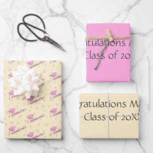 Feuille De Papier Cadeau Diplôme Personnalisé École Secondaire Rose Jaune