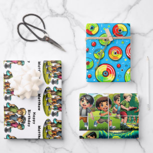 Feuille De Papier Cadeau Disque personnalisé Golf Boy's Birthday