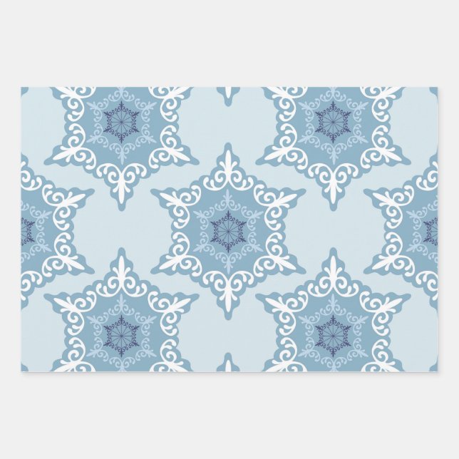 Feuille De Papier Cadeau Ditsy Snowflake pattern backgrounds textures (Devant)