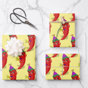 Feuille De Papier Cadeau Diva de la fête d'anniversaire au poivre rouge cha