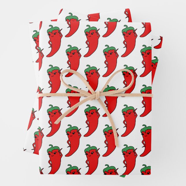 Feuille De Papier Cadeau Diva Piment Kawaii Personnalisé (En situation)
