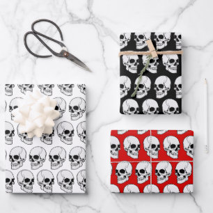 Feuille De Papier Cadeau DIY BG crâne gothique #1F vue angulaire