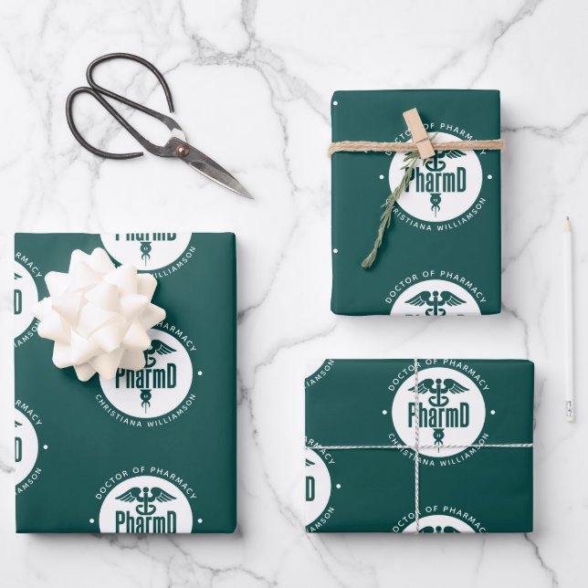 Feuille De Papier Cadeau Docteur en pharmacie PharmD sur mesure (Recto)