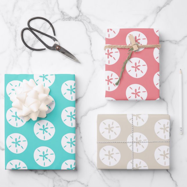 Feuille De Papier Cadeau Dollar De Sable De Plage Couleurs Personnalisées M (Recto)