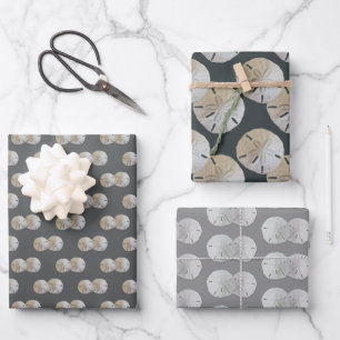 Feuille De Papier Cadeau Dollars de Sable Motif Gris