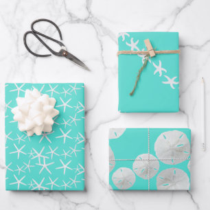 Feuille De Papier Cadeau Dollars de sable turquoise Starfish