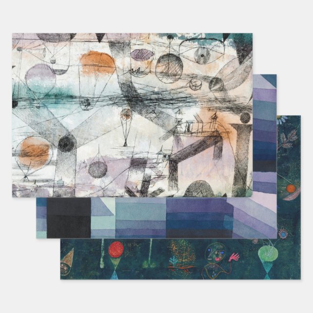 Feuille De Papier Cadeau Domaine d'Air Paul Klee Expressionniste Abstrait (Lot)