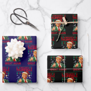 Feuille De Papier Cadeau Donald Trump chapeau de Père Noël Rendre Noël Gran