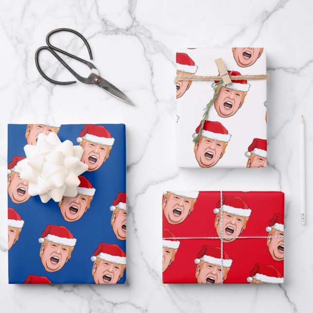 Feuille De Papier Cadeau Donald Trump en colère Noël (Recto)