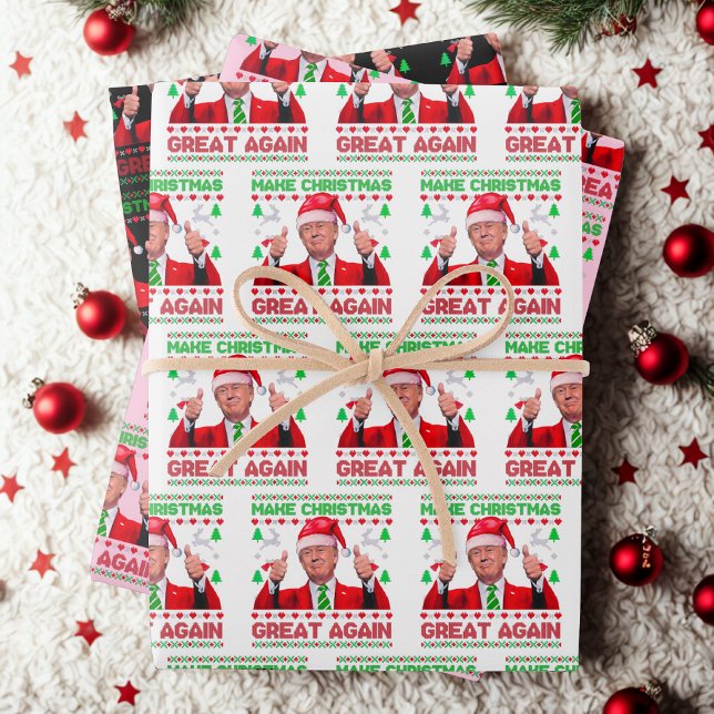 Feuille De Papier Cadeau Donald Trump Santa Hat Rendre Noël magnifique (Créateur téléchargé)