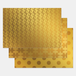 Feuille De Papier Cadeau Dots d'Motifs élégants et décoratifs en or