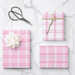 Feuille De Papier Cadeau Douce Bébé Motif Vichy Rose et Blanc