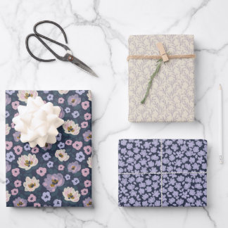 Feuille De Papier Cadeau Douce douche de mariage florale bleue et violette 