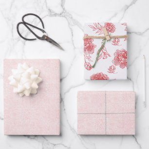 Feuille De Papier Cadeau Douce Mariée Fleurie Rose Rouge