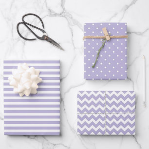 Feuille De Papier Cadeau Doux Violet & Blancs Polka Dot Chevron
