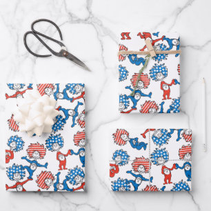 Feuille De Papier Cadeau Dr. Seuss Chose Un Chose Deux motif drapeau amér