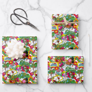 Feuille De Papier Cadeau Dr. Seuss   Grinch Motif Coloré