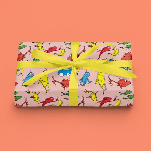 Feuille De Papier Cadeau Dr Seuss | Un poisson deux Motifs de poisson (Wrapped gift)