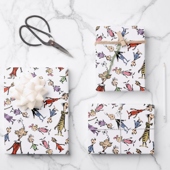 Feuille De Papier Cadeau Dr. Seuss Whoville Characters Festive Pattern (Recto)