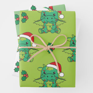 Feuille De Papier Cadeau Dragon Christmas Winter Animaux Vacances Dragons