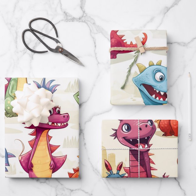 Feuille De Papier Cadeau Dragon Kids (Recto)