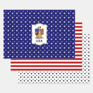 Feuille De Papier Cadeau Drapeau américain Airedale Terrier Dog - mignonne