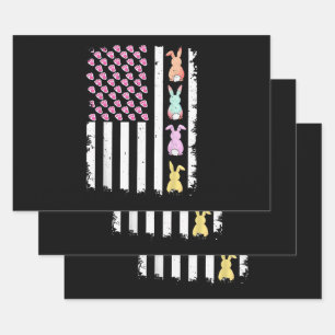 Feuille De Papier Cadeau Drapeau américain avec lapin pour le jour de Pâque