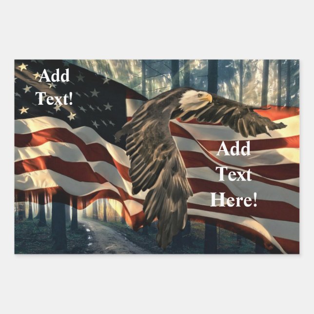 Feuille De Papier Cadeau Drapeau américain Bald Eagle (Devant 2)