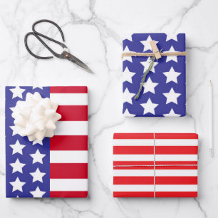 Feuille De Papier Cadeau Drapeau américain patriotique étoiles et bandes Am