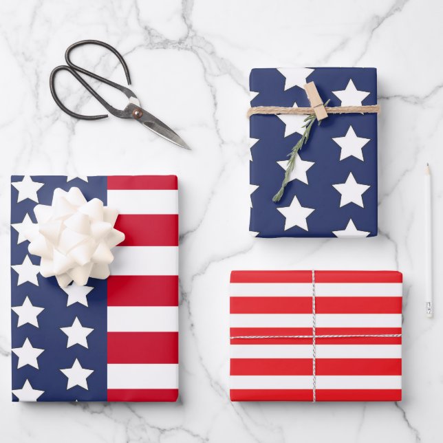Feuille De Papier Cadeau Drapeau américain patriotique Stars & Stripes Amer (Recto)
