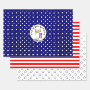 Feuille De Papier Cadeau Drapeau américain patriotique USA Papillon (citron