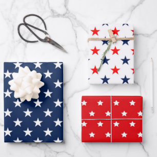 Feuille De Papier Cadeau Drapeau américain rouge, blanc et bleu à motif d'é