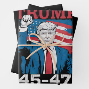Feuille De Papier Cadeau Drapeau américain Trump 45 47 Vintage Rétro USA