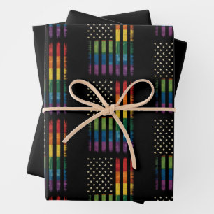 Feuille De Papier Cadeau Drapeau américain USA Arc-en-ciel Fierté Gay Lesbi