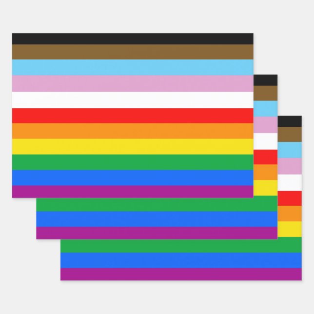 Feuille De Papier Cadeau Drapeau arc-en-ciel de la fierté LGBTQ+ INCLUSIF (Lot)