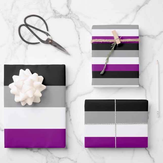 Feuille De Papier Cadeau Drapeau de fierté asexué (Recto)