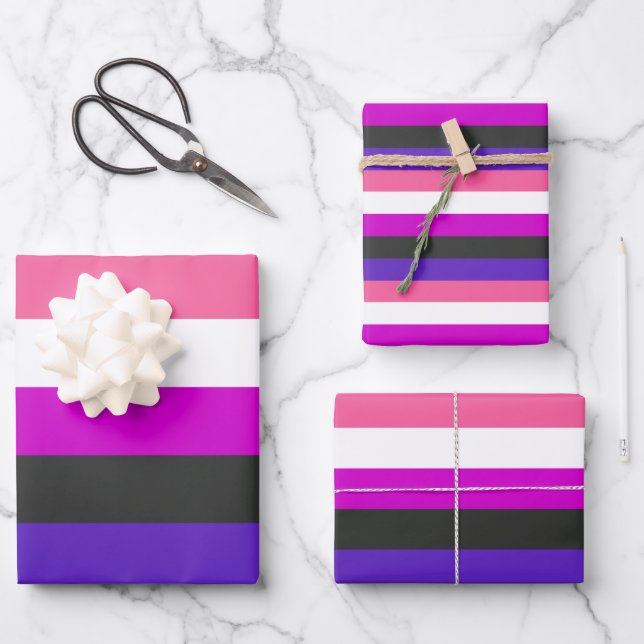 Feuille De Papier Cadeau Drapeau de fierté genderfluid (Recto)