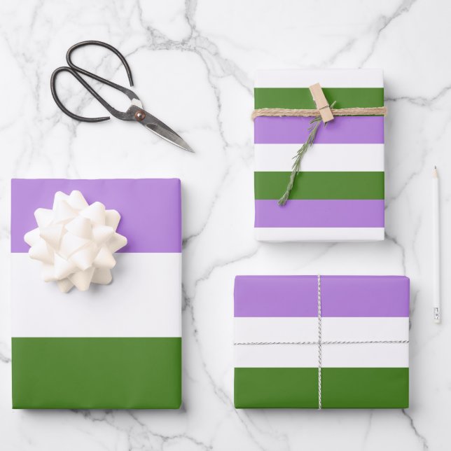 Feuille De Papier Cadeau Drapeau de fierté genderqueer (Recto)